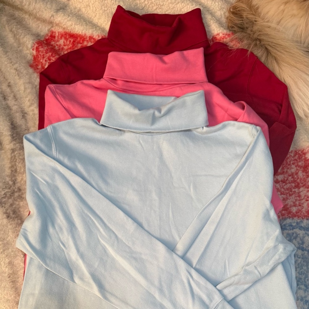 Croft & Barrow Red, Pink, and Baby Blue Turtlenecks